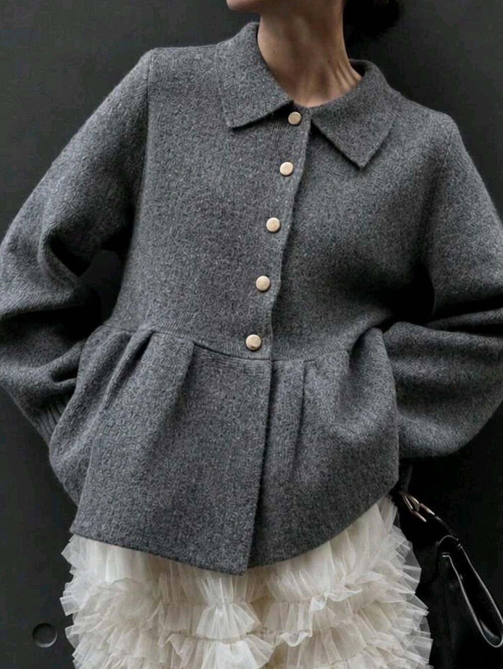 Women's Solid Color Pleated Casual Versatile Daily Long Sleeve Cardigan